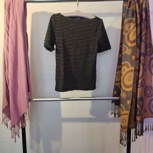 Lauren Ralph Lauren Black and Gold Striped Shirt